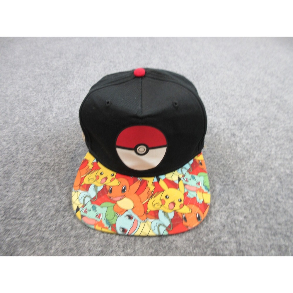 Pokemon Hat Cap Snap Back Youth One Size Black Pokeball Pikachu Boys Anime